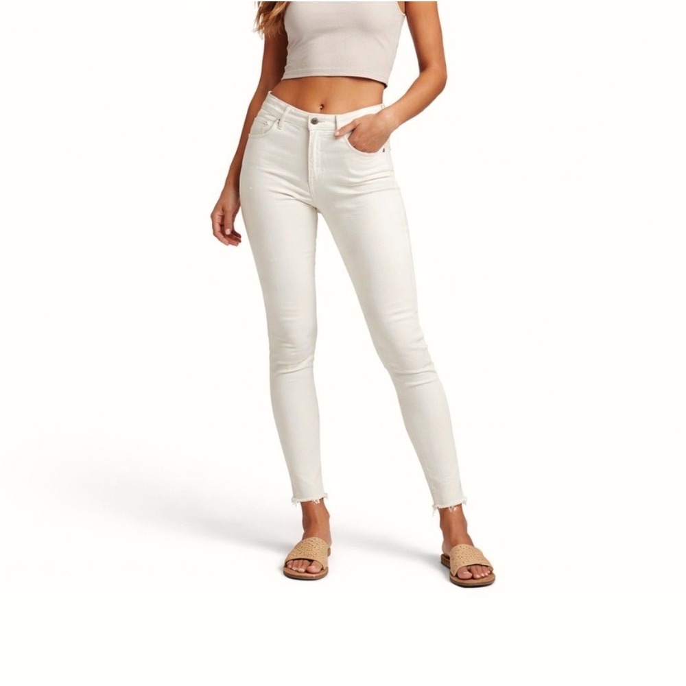 Vineyard Vines Denim Pants Womens 16 Cream Raw Hem Stretch Jeans 2P0414